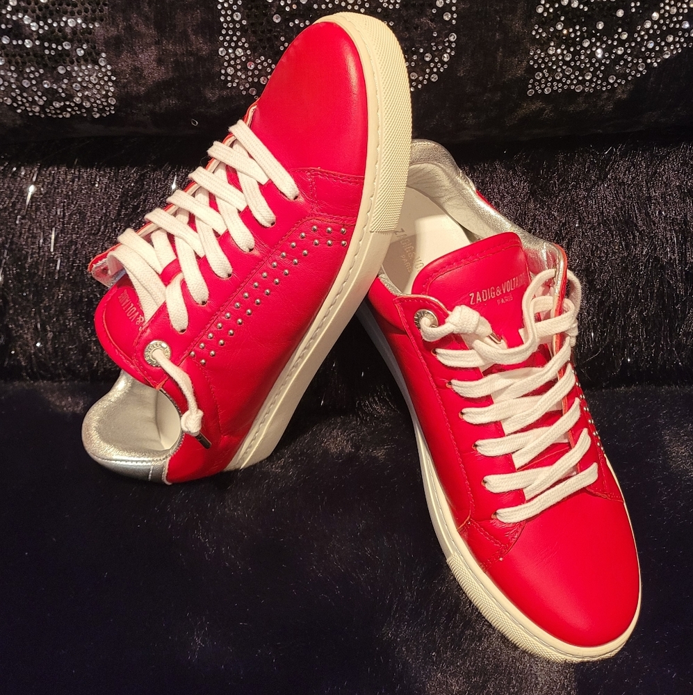 PRE-OWNED Zadig &  Voltaire Designer Premium Leather Tennis Sneakers